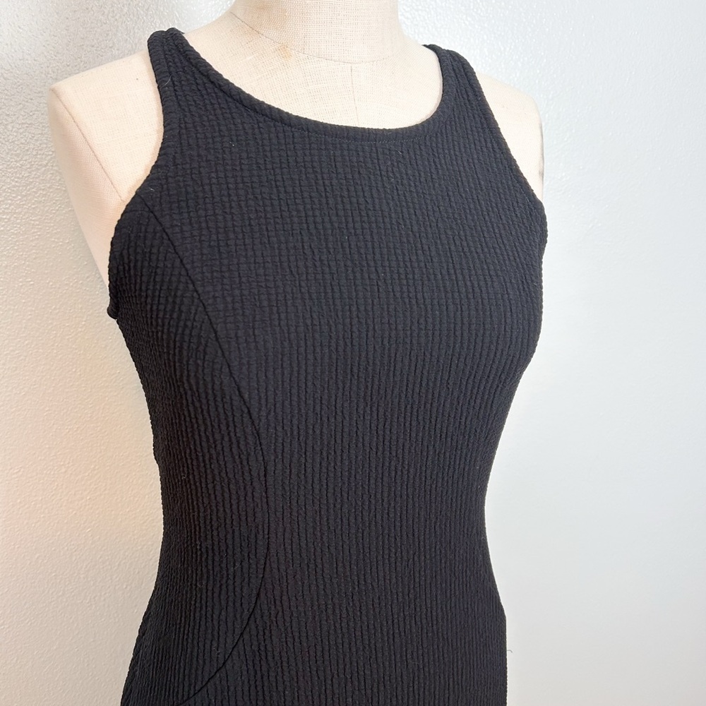Babette Textured Black Racerback Midi Dress - Picture 4 of 9